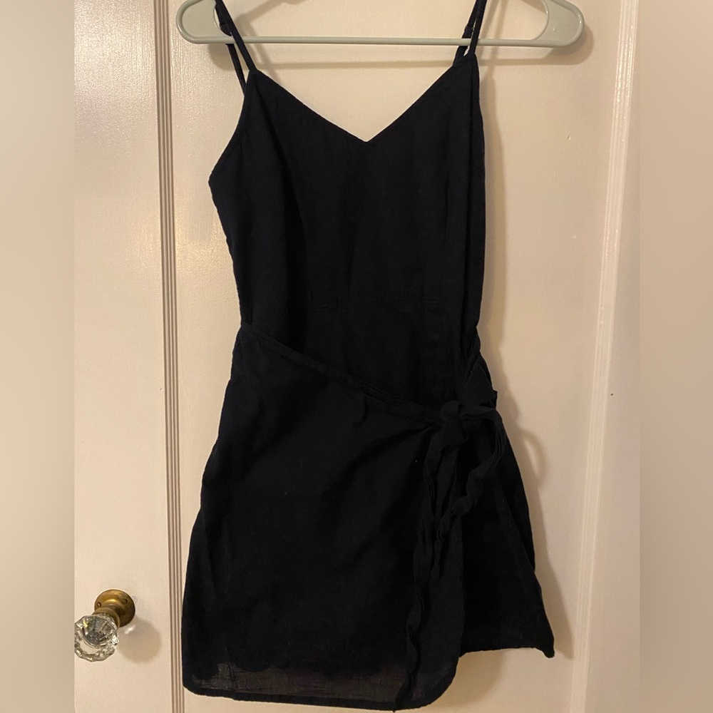Abercrombie & Fitch Navy Linen Wrap Dress